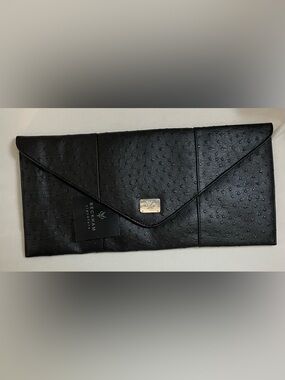 Beckham Black Textured Envelope Clutch magnetic closure handbag NWT